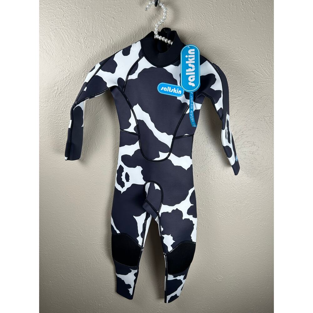 NEW SaltSkin Kids Size Medium Wetsuit Cow Print Ocean Surfing Swimming Lake Swim